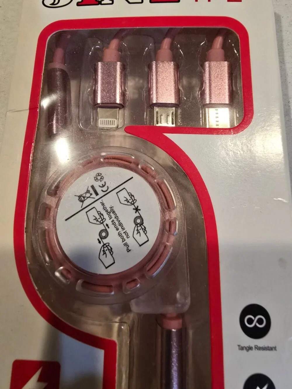 Charging Cord 3-in-I Pink Quick Data Cable USB 3.0-compatible port NEW in Box